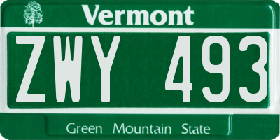 VT license plate ZWY493