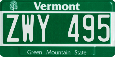 VT license plate ZWY495