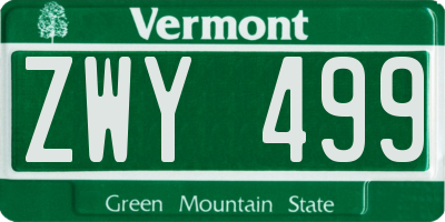 VT license plate ZWY499
