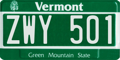 VT license plate ZWY501