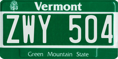 VT license plate ZWY504