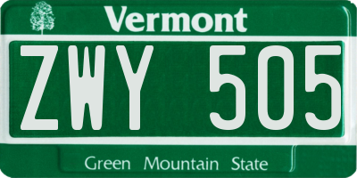 VT license plate ZWY505