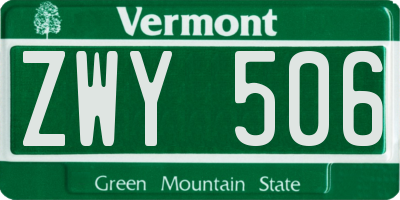 VT license plate ZWY506