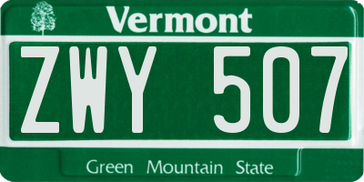 VT license plate ZWY507