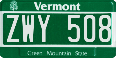 VT license plate ZWY508