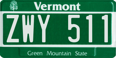 VT license plate ZWY511
