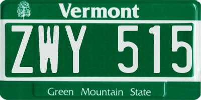 VT license plate ZWY515