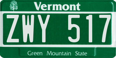 VT license plate ZWY517