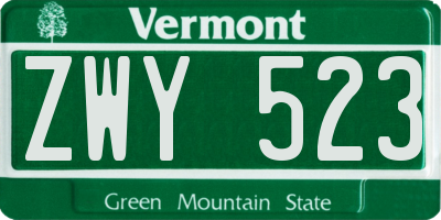 VT license plate ZWY523