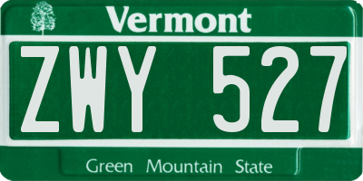 VT license plate ZWY527