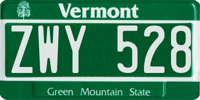 VT license plate ZWY528
