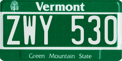 VT license plate ZWY530