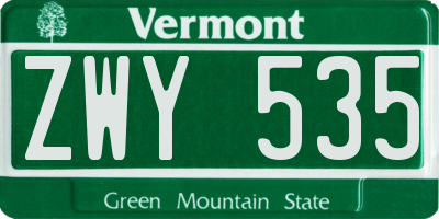 VT license plate ZWY535