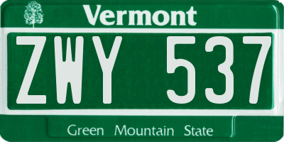 VT license plate ZWY537