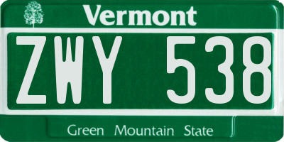 VT license plate ZWY538