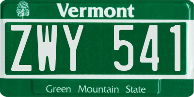 VT license plate ZWY541