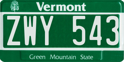 VT license plate ZWY543