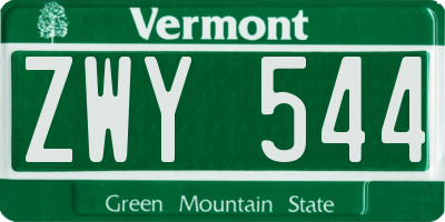 VT license plate ZWY544