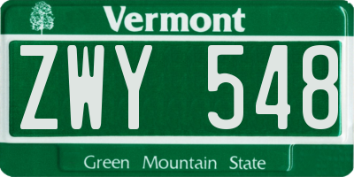 VT license plate ZWY548