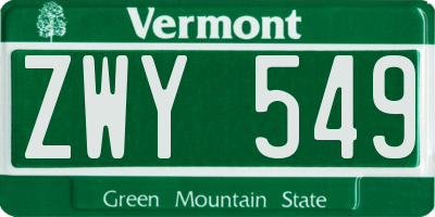 VT license plate ZWY549