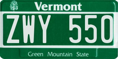 VT license plate ZWY550