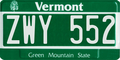 VT license plate ZWY552