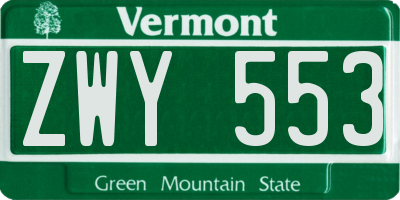 VT license plate ZWY553