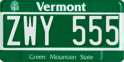 VT license plate ZWY555