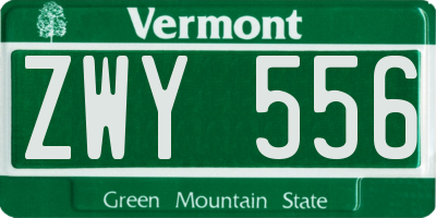 VT license plate ZWY556