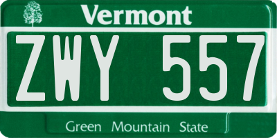 VT license plate ZWY557