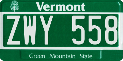 VT license plate ZWY558