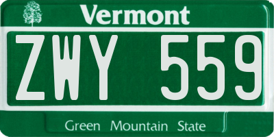 VT license plate ZWY559