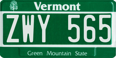 VT license plate ZWY565