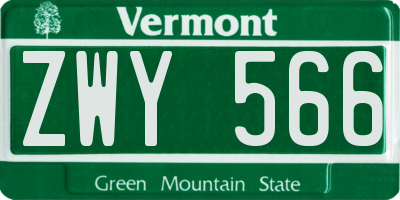VT license plate ZWY566