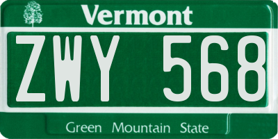 VT license plate ZWY568