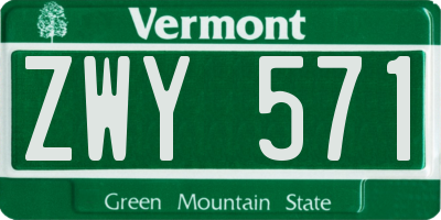 VT license plate ZWY571