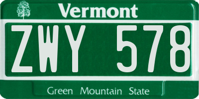 VT license plate ZWY578