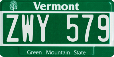 VT license plate ZWY579