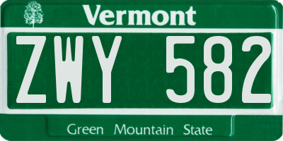 VT license plate ZWY582