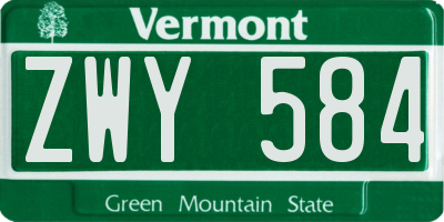 VT license plate ZWY584