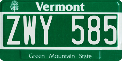 VT license plate ZWY585
