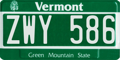 VT license plate ZWY586