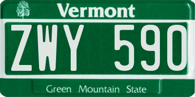 VT license plate ZWY590