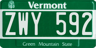 VT license plate ZWY592