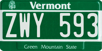 VT license plate ZWY593