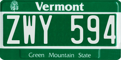 VT license plate ZWY594
