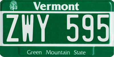 VT license plate ZWY595