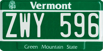 VT license plate ZWY596