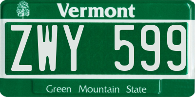 VT license plate ZWY599