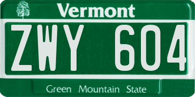 VT license plate ZWY604